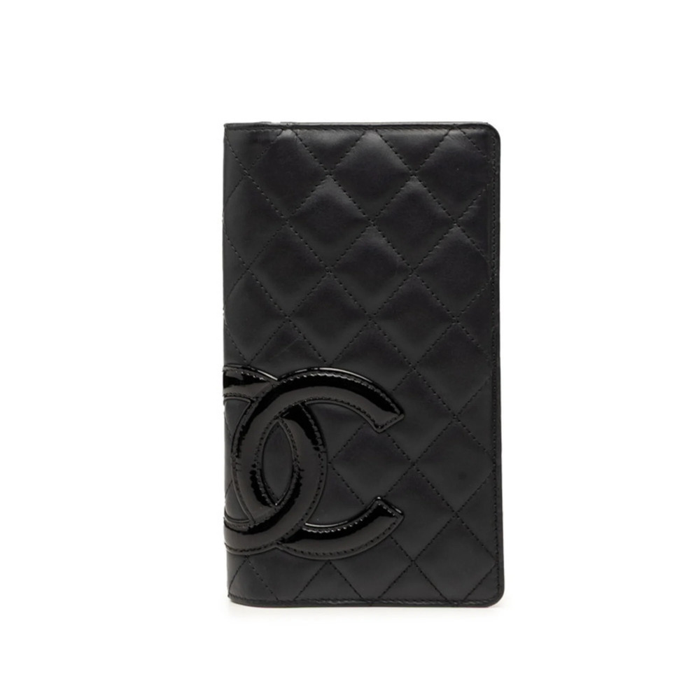 CHANEL Black Leather Logo Wallet